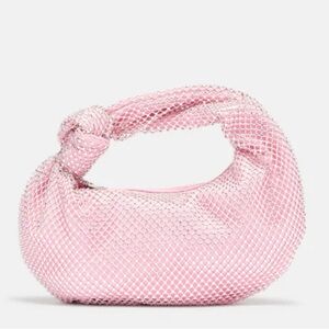 Rhinestone Pink Mesh Shoulder Knot Handbag